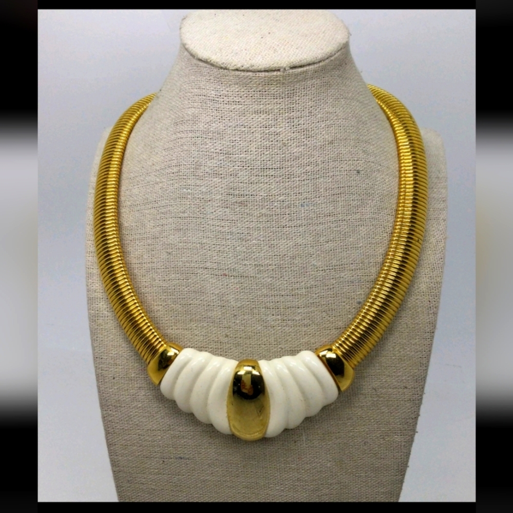 Vintage Morgan Taylor Snake Chain White Accent Collar Necklace 18"